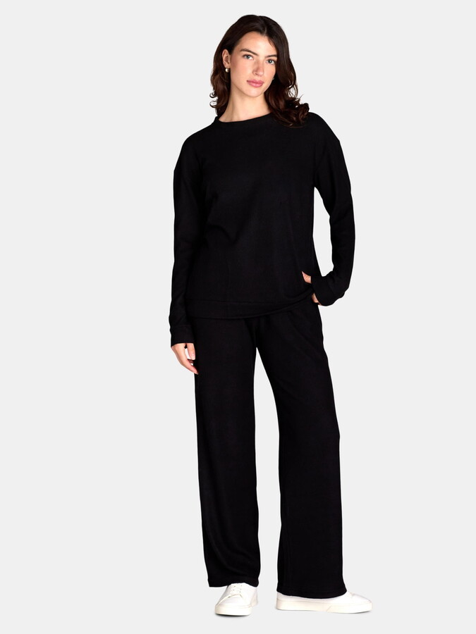 Lissome Women’s Brushed Ribbed Oversized Top and Pants Lounge Set, 2-Piece, Sizes S-3X