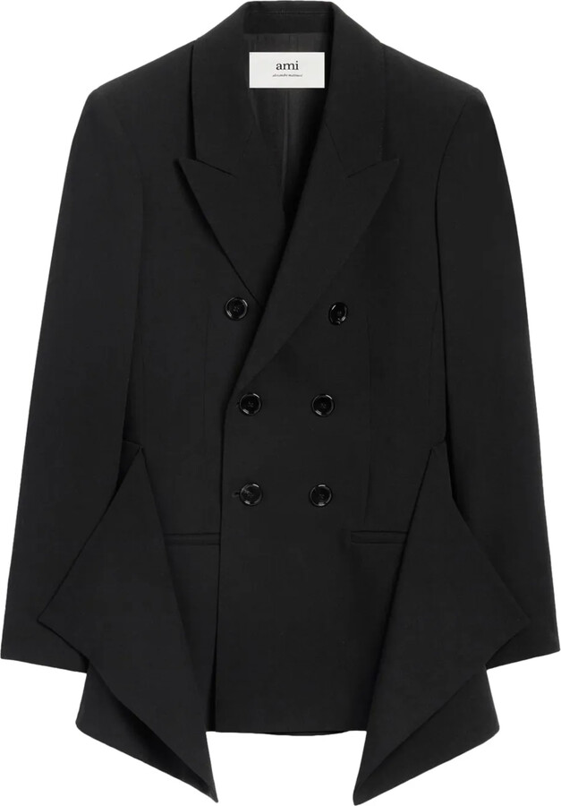 AMI Paris Draped-Panel Virgin Wool Blazer