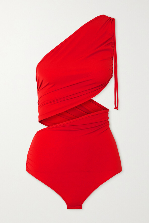 IOANNES Cutout Stretch-jersey Wrap Bodysuit - Red - ShopStyle