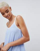 Thumbnail for your product : Hunkemoller Cami A-line Lace Trim Pyjama Top-Blue