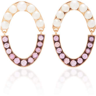 Jemma Wynne 18k rose gold oval drop earrings with pink sapphires and p
