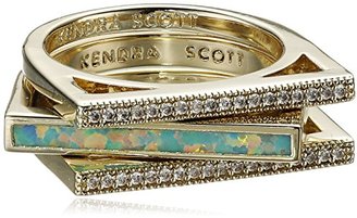 Kendra Scott Lucia Gold Aqua Kyocera Opal Stackable Ring, Size 8
