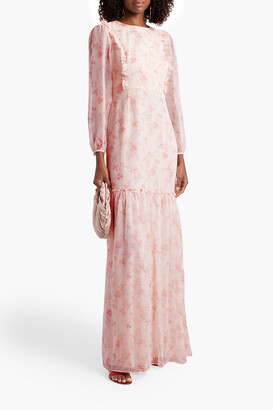 Mikael Aghal Ruffled floral-print georgette maxi dress