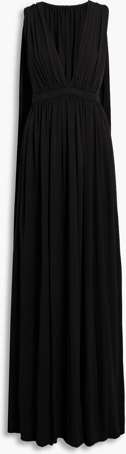 Ashley cape-effect gathered jersey gown