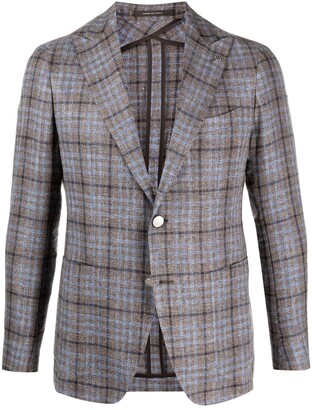 dark grey plaid blazer