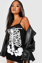 Thumbnail for your product : boohoo Petite Halloween Skeleton Bodycon Dress