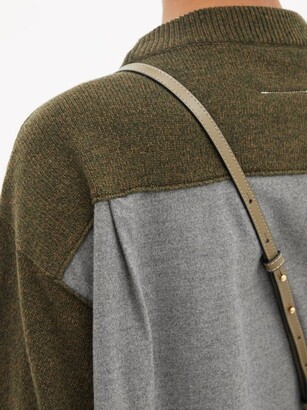 MM6 MAISON MARGIELA Sweater-panel Wool-blend Shirt Dress - Khaki
