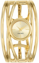 Thumbnail for your product : Nine West Women's Gold-Tone Open Bangle Bracelet Watch 22mm NW-1974CHGB