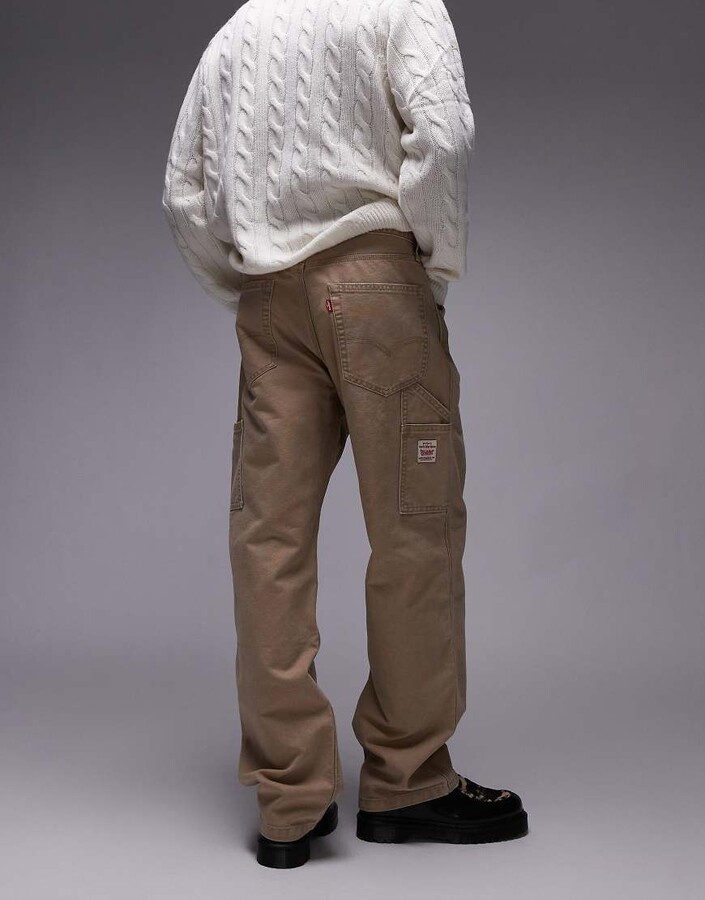 Levi's Workwear unisex capsule 568 loose straight canvas carpenter pants in beige