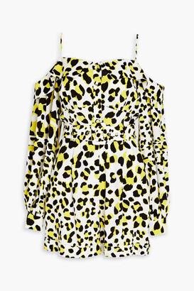Diane von Furstenberg Susanna cold-shoulder leopard-print crepe playsuit