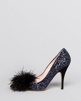 Thumbnail for your product : Kate Spade Pointed Toe Evening Pumps - Lilo Glitter Feather High Heel