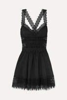 Thumbnail for your product : Charo Ruiz Marilyn Crocheted Lace-paneled Cotton-blend Mini Dress