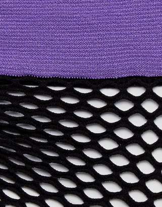 Jonathan Aston Flash Coloured Top Fishnet Ankle Socks In Bright Purple