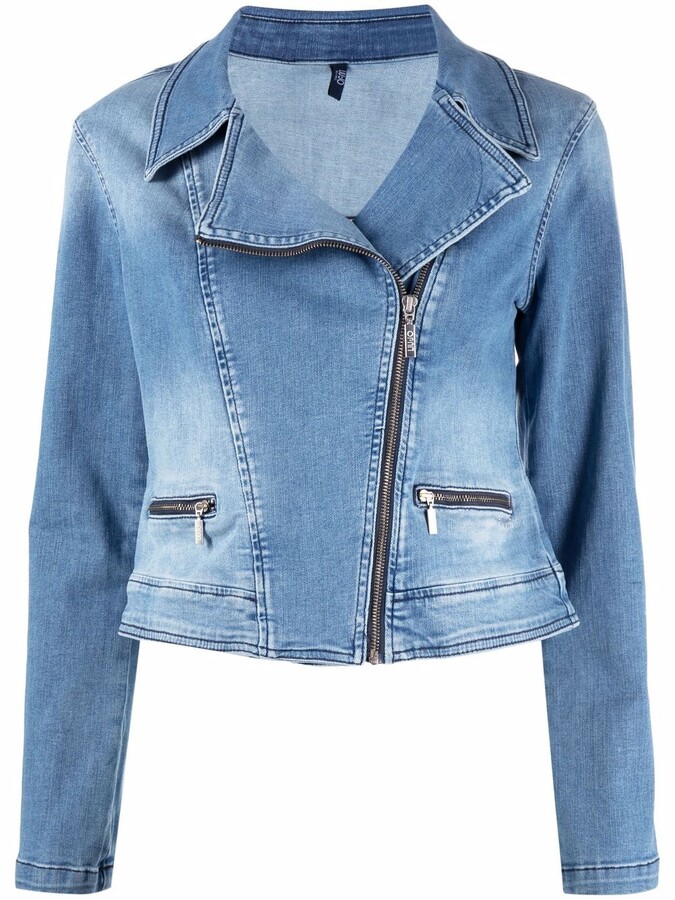 zip up denim jacket women's