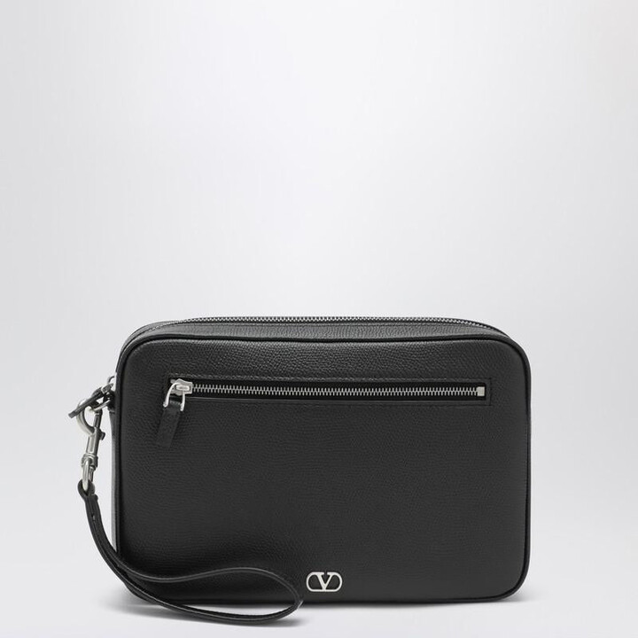 Valentino Garavani Vlogo Signature Clutch In Grained Calfskin