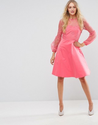 Y.A.S tall balloon sleeved mini dress in pink