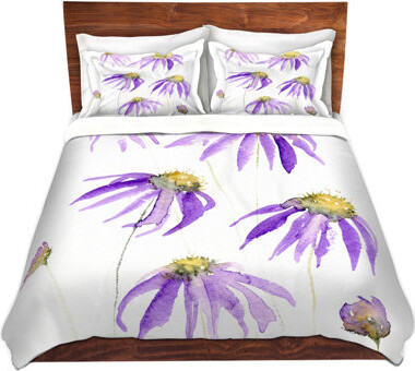 DiaNoche Designs DiaNoche Duvet Covers Sets Microfiber by Amanda Hawkins - Purple Echinacea