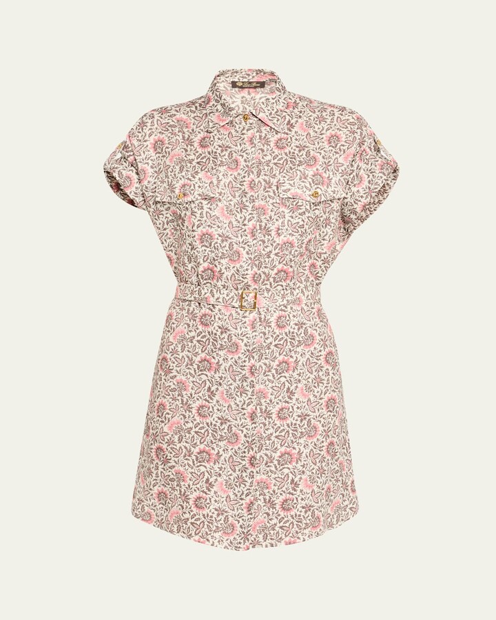 Loro Piana Idris Riserva San Nicolo Twill Belted Mini Shirtdress