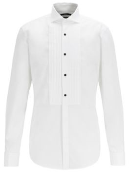 HUGO BOSS Slim Fit Evening Shirt With Easy Iron Finishing - White