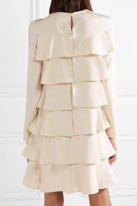 Valentino Tiered Ruffled Silk Crepe De Chine Mini Dress - Cream