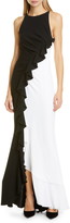 Thumbnail for your product : Talbot Runhof Ruffle Bi-Color Gown