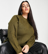 Thumbnail for your product : Vero Moda Curve high neck chunky jumper in khaki