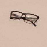 Thumbnail for your product : Burberry Check Detail Rectangular Optical Frames