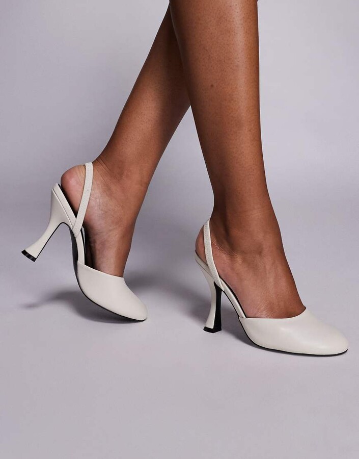 Public Desire Almond slingback round toe heeled shoes in white