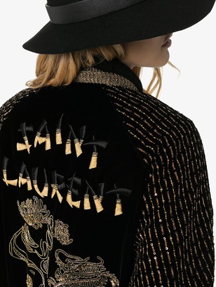 Saint Laurent Bead-Embellished Bomber Jacket