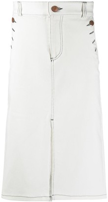 white denim midi skirt uk