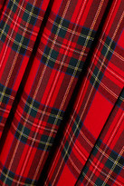 Thumbnail for your product : Junya Watanabe Buckled Pleated Tartan Wool-twill Skirt - Red