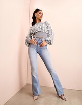 Thumbnail for your product : ASOS Luxe embellished knitted jumper with organza bow back in light grey