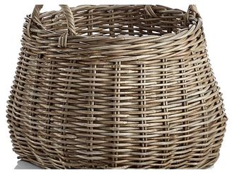 Crate & Barrel Birney Round Grey Rattan Basket