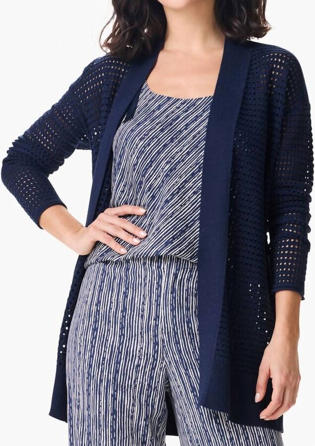 Nic+Zoe Moonlight Mesh Cardigan In Dark Indigo