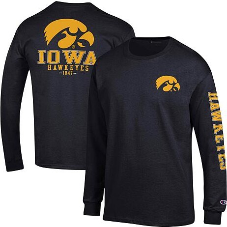 Officially Licensed Champion Team Stack Long Sleeve T-Shirt - Hawkeyes - Size Medium