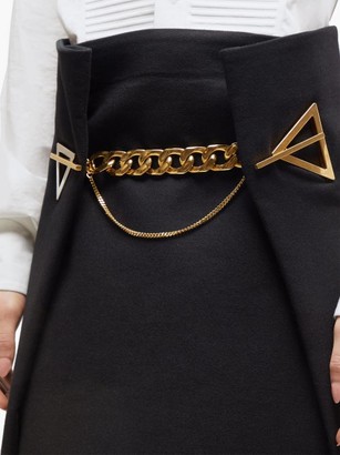 Bottega Veneta Chain-embellished Cashmere Skirt - Black Gold