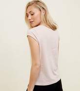 Thumbnail for your product : New Look Petite Pale Pink Cherry Printed Side T-Shirt