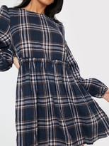 Thumbnail for your product : In The Style X Jac Jossa Check Smock Dress Navy
