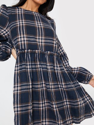 In The Style X Jac Jossa Check Smock Dress Navy