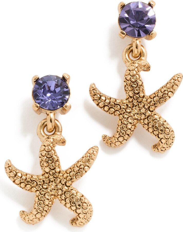 Oscar de la Renta Crystal Starfish Drop Earrings