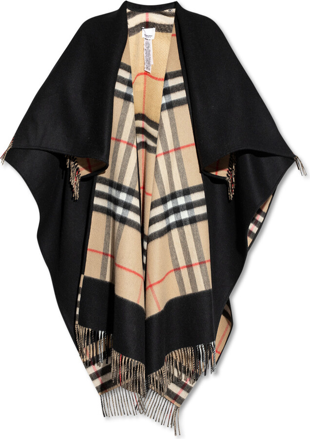 Burberry Poncho With Cape - Black - ShopStyle