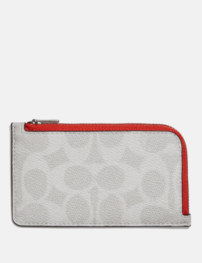 Coach LZip Card Case In Colorblock Signature Canvas ShopStyle Wallets