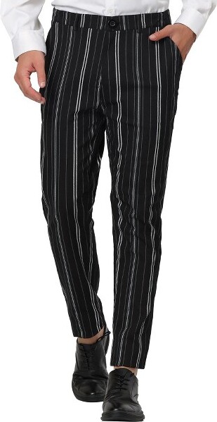 Lars Amadeus Men's Dress Striped Pants Flat Front Business