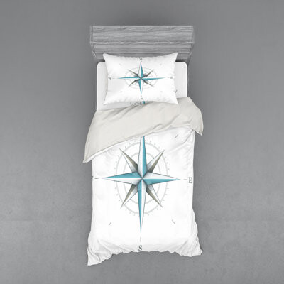Ambesonne Teal/Dimgray Microfiber Modern & Contemporary Duvet Cover Set