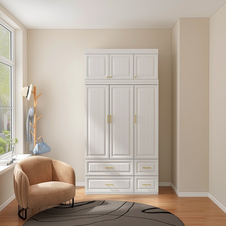 FAMAPY Modern Freestanding Wardrobe Armoire Closet Large Storage