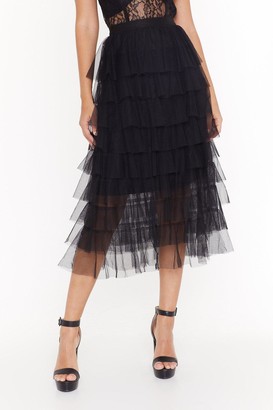 Nasty Gal Womens Mesh Dressed Midi Skirt - Black - M/L