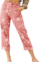 Thumbnail for your product : Muyise Women High Wasit Floral Print Elastic Waist Loose Pajamas Wide Leg Casual Yoga Running Plus Size Cropped Pants with Pockets S-3XL Gray