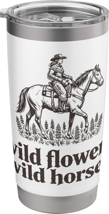 Wildflower Texas Horse Clothing Wedding Artwork Wildflowers Wild Horses Bluebonnet Art Design Texas Women Stainless Steel Insulated Tumbler