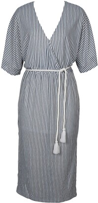 MinkPink Stripe Tie Waist Midi Dress