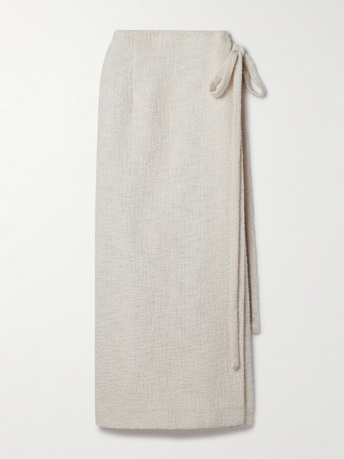 ANOTHER TOMORROW + Net Sustain Organic Cotton-tweed Maxi Wrap Skirt - Cream